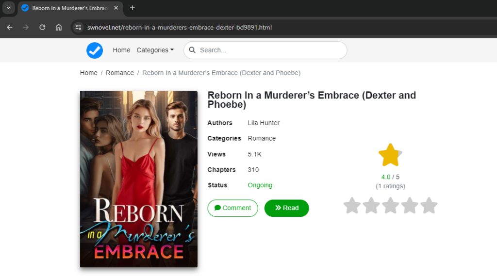Reborn In a Murderer’s Embrace novel (Dexter and Phoebe)